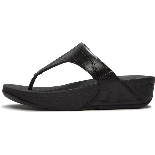 product variation FITFLOP Women's Lulu Crocodile Toe-Post All Black Sandals (A9S-090) image
