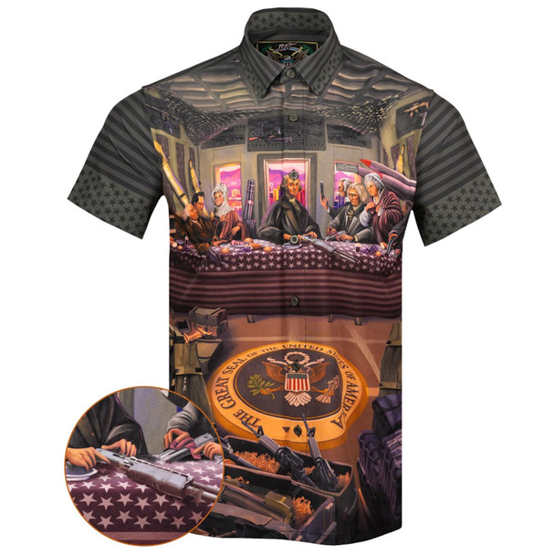 product variation RETRO RIFLE Men's Feasting Fathers Button Down SS Shirt (19588741) image