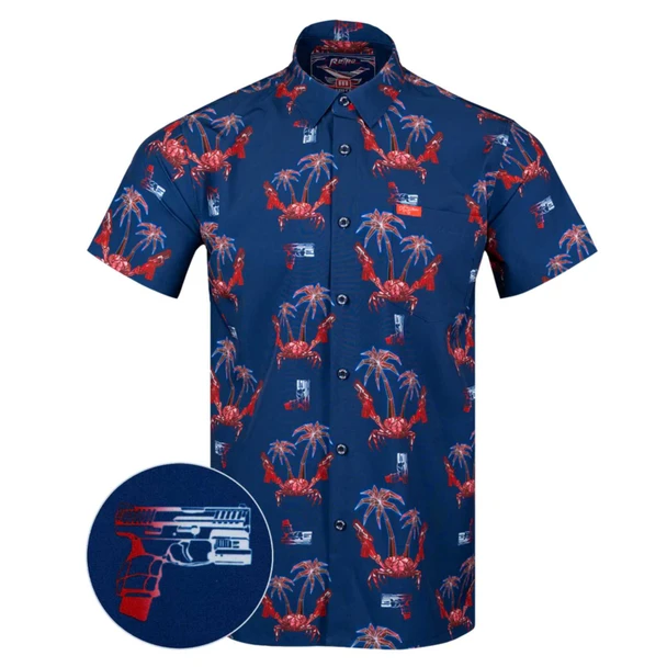 product variation RETRO RIFLE Men's Synth Crab Patriotic Button Down Shirt (32317991) image