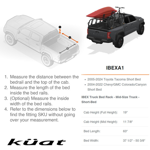 product variation KUAT Ibex Mid-Size Short-Bed Sandy Black Truck Bed Rack (IBEXA1) image