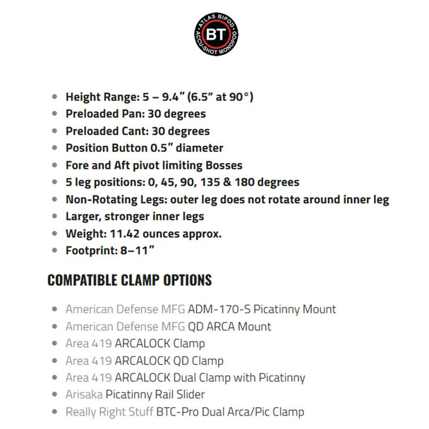 product variation ACCUSHOT PSR Series Atlas Flat Dark Earth Bipod, No Clamp (BT46-NC-FDE) image