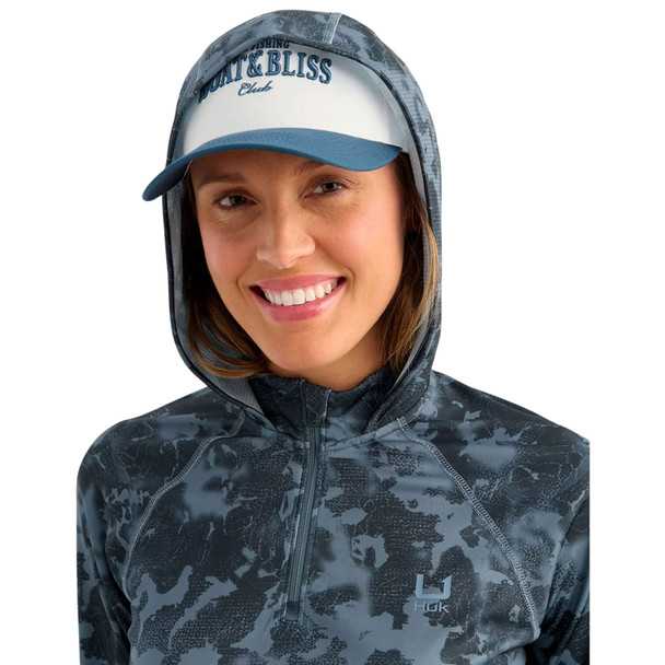 product variation HUK Women's KC Icon Printed Stormy Blue Tideloom Camo Hoodie (H6120234-415) image