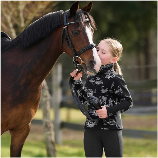product variation KERRITS Kid's Sit Tight Wind Pro Knee Patch Black Riding Tights (60540BLK) image