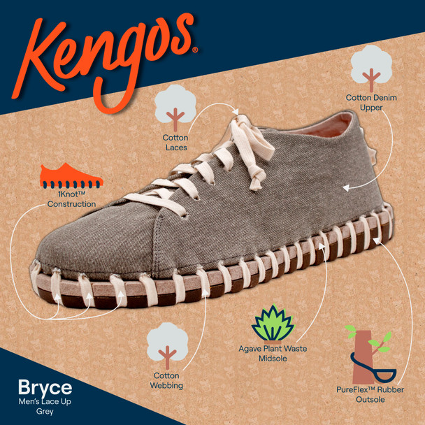 product variation KENGOS Men's Bryce Cotton Canvas Gray Lace Up Shoe (KM1000CT-Gray) image
