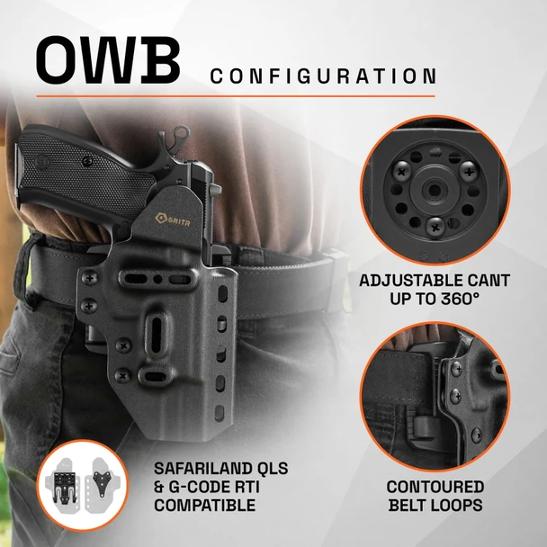 product variation GRITR OMNI IWB/OWB Ambidextrous Kydex Holster Fits CZ 75 (Non-Railed) Models image