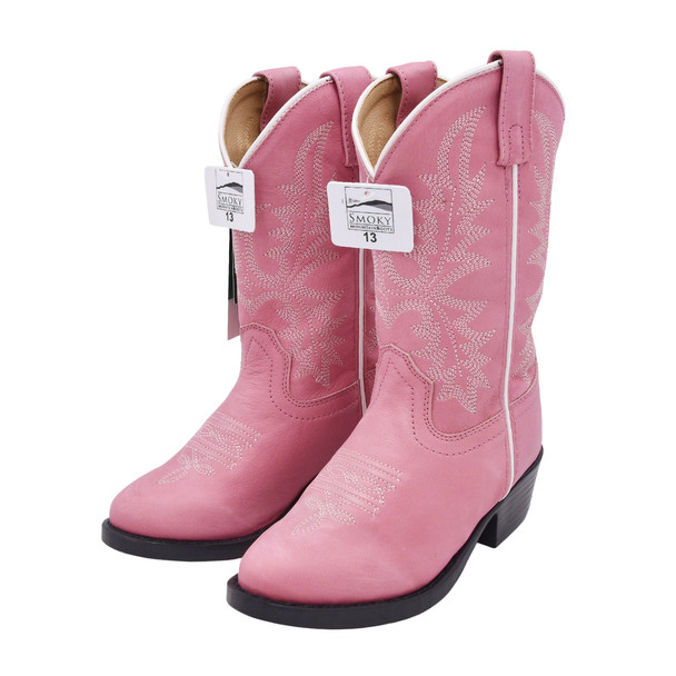 product variation Open Box (Great condition, limited use): SMOKY MOUNTAIN BOOTS Kid's Denver Pink Leather Western Boot, Color: Pink, Size: 13, Width: R (3400C-13R) image