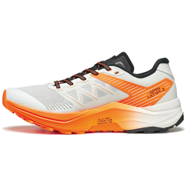 product variation SCARPA Men's Spin Ultra 2 Ice/Orange Fluo Trail Running Shoes (33068/351-IceOrgFluo) image