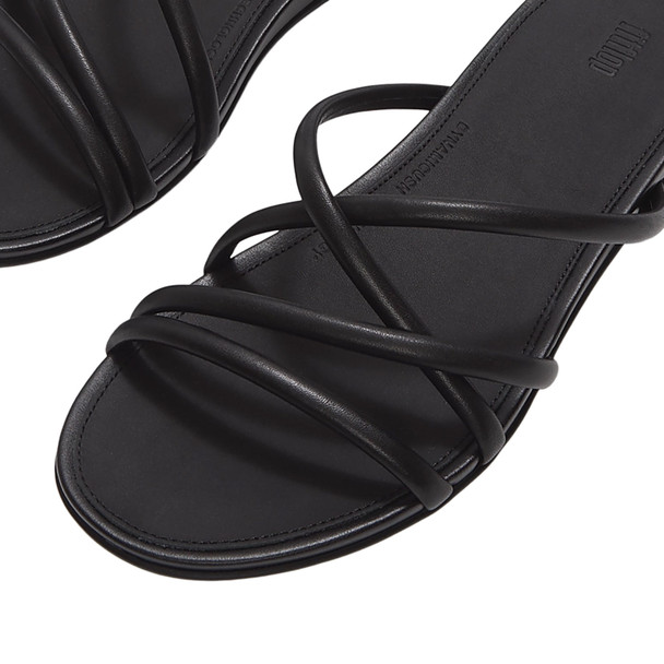 product variation Open Box (Damaged package): FITFLOP Gracie Leather Strappy Slides, Color: All Black, Size: 10 (A4D-090-080) image