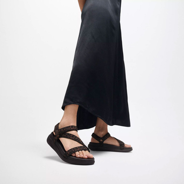 product variation Open Box (Damaged package): FITFLOP F-Mode Go Leopard Adjust.  Webbing Z-Strap Sandals, Color: Chocolate Mix, Size: 6 (E6O-D20-040) image