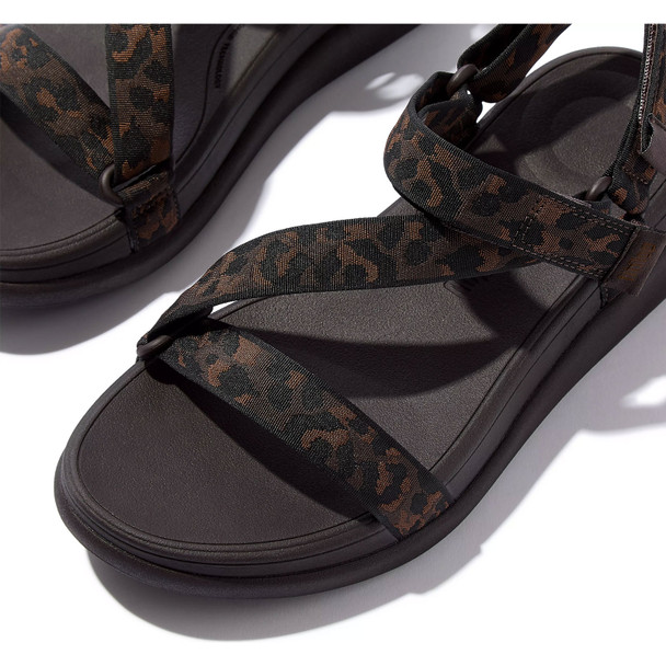 product variation Open Box (Damaged package): FITFLOP F-Mode Go Leopard Adjust.  Webbing Z-Strap Sandals, Color: Chocolate Mix, Size: 6 (E6O-D20-040) image
