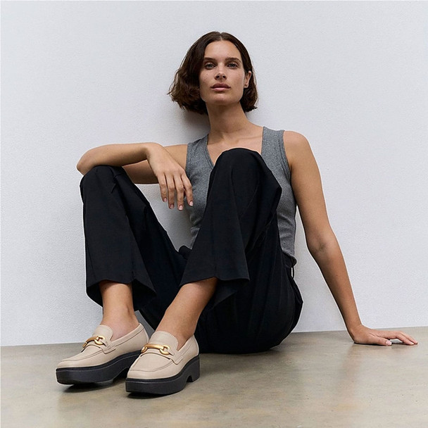 product variation Open Box (Damaged package): FITFLOP F-Luma Chunky-Snaffle Leather Demi-Wedge Loafers, Color: Stone Beige, Size: 7.5 (IJ7-A20-055) image
