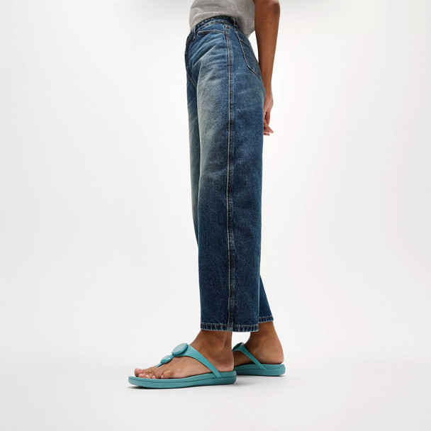product variation Open Box (Damaged package): FITFLOP Solay Glossy-Disc Toe-Post Sandals, Color: Teal, Size: 8 (A5W-053-060) image
