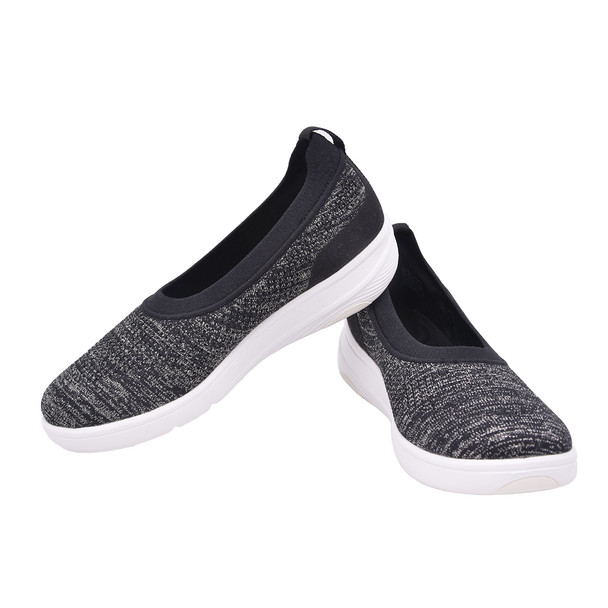 product variation Open Box (Great condition, limited use): FITFLOP Super-Q Knit Ballet Flats, Color: Black/Silvereen, Size: 9 (E7B-D05-070) image