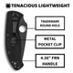 SPYDERCO Tenacious Lightweight Black Blade Folding Knife (C122PSBBK)