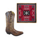 product variation SMOKY MOUNTAIN BOOTS Women's Madison Brown Distress Leather Western 7.5M Boots and WYOMING TRADERS Aztec Maroon Black Silk Scarf image