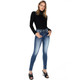 product variation MISS ME Women's Cow Print Cross Low-Rise Medium Blue Skinny Jeans (L9182S) image
