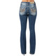 product variation MISS ME Women's Mid Rise Gold Trim Angel Wing Bootcut Medium Blue Jeans with Faux Flap Pockets (M3080B36) image