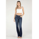 product variation MISS ME Women's Berry and Gold Mid-Rise Dark Blue Bootcut Jeans (M3080B53) image