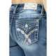 product variation MISS ME Women's Woven Cross Stitch Mid-Rise Medium Blue Bootcut Jeans (M3444B102) image