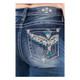 MISS ME Women's Mid-Rise Totem Bird Embellished Boot Cut Jeans (M3930B)