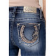 product variation MISS ME Women's Mid-Rise Wild Horseshoe Dark Blue Bootcut Jean (M3956B) image