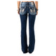 product variation MISS ME Womens Blinged Winged Mid Rise Dark Blue Bootcut Jeans (M5082B118) image