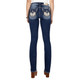 product variation Miss Me Women's Cowgirl Angel Wings Dark Blue Mid-Rise Bootcut Jeans with Faux Flap Pockets (M5082B146) image