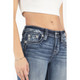 product variation MISS ME Women's Mid-Rise Silver Sequins Wings Dark Blue Bootcut Jeans (M5082B147) image