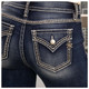 MISS ME Women's Sailor Buttons Mid-Rise Dark Blue Trouser Bootcut Jeans (M5148B31)