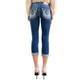 product variation MISS ME Women's Horseshoe Studded Denim Dark Blue Capri Jeans (M9116P) image