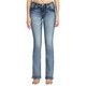 product variation MISS ME Women's Botanical Border Embellished Mid-Rise Bootcut Medium Blue Jeans with Faux Flap Pockets (M9146B) image