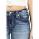 product variation MISS ME Women's Botanical Border Embellished Mid-Rise Bootcut Medium Blue Jeans with Faux Flap Pockets (M9146B) image