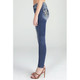 product variation MISS ME Women's Detailed Fleur De Lis Medium Blue Mid-Rise Skinny Jeans (M9159S) image