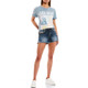 product variation MISS ME Women's Dreamy Clouds Embellished Shorts with Faux Flap Pockets (M9163H) image