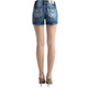 product variation MISS ME Women's Aztec Border Dark Blue Mid-Rise Denim Shorts (M9164H) image