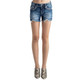 product variation MISS ME Women's Aztec Border Dark Blue Mid-Rise Denim Shorts (M9164H) image