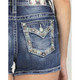 product variation MISS ME Women's Aztec Border Dark Blue Mid-Rise Denim Shorts (M9164H) image