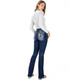 product variation MISS ME Women's Mid-Rise Floral Swirl Horseshoe Dark Blue Bootcut Jeans (M9183B) image