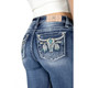 product variation MISS ME Women's Mid-Rise Turquoise Aztec Longhorn Medium Blue Bootcut Jeans (M9187B) image