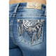 product variation MISS ME Women's Floral Dreamcatcher Mid-Rise Light Blue Bootcut Jeans (M9190B) image