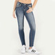 product variation MISS ME Women's Sparkling Star Stitch Border Medium Dark Wash Skinny Jeans (M9226S) image