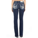 product variation MISS ME Women's Mid-Rise Floral White Leather Dark Blue Bootcut Jeans (M9228B) image