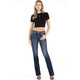 product variation MISS ME Women's Mid-Rise Floral White Leather Dark Blue Bootcut Jeans (M9228B) image
