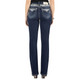 product variation MISS ME Women's Floral Peekaboo Mid-Rise Dark Blue Bootcut Jeans (M9230B) image