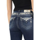 product variation MISS ME Women's Floral Peekaboo Mid-Rise Dark Blue Bootcut Jeans (M9230B) image