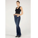 product variation MISS ME Women's Floral Peekaboo Mid-Rise Dark Blue Bootcut Jeans (M9230B) image