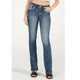 product variation MISS ME Women's Pink Border Stitch Mid-Rise Dark Blue Bootcut Jeans (M9245B) image