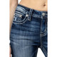 product variation Miss Me Women's Scalloped Edge Cross Dark Blue Mid-Rise Bootcut Jeans (M9268B) image