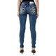 product variation MISS ME Women's Floral Fleur Dark Blue Mid-Rise Skinny Jeans with Embellished Pockets (M9273S) image