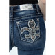 product variation MISS ME Women's Floral Fleur Dark Blue Mid-Rise Skinny Jeans with Embellished Pockets (M9273S) image